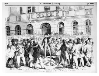 Revolt in Vienna on 30th March 1848, illustration from 